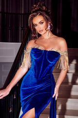 Captivating Elegance: Portia and Scarlett's Enchanting Off-Shoulder Gown