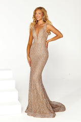 Shimmering Elegance: Portia and Scarlett's Sequin Lace Masterpiece (PS23073)