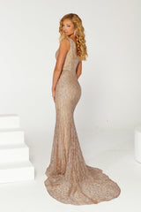 Shimmering Elegance: Portia and Scarlett's Sequin Lace Gown for Enchanting Occasions