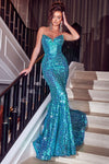 Portia and Scarlett: Regal Opulence in a Shimmering Sequin Gown