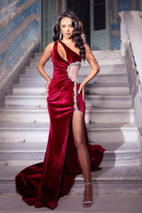 Enchanting Red Beaded Gown by Portia and Scarlett: Shimmering Elegance for Every Occasion