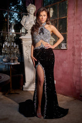 Portia and Scarlett: Embellished Halter Gown for Unforgettable Glamour (PS24613)