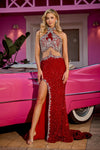 **Portia and Scarlett: Embroidered High Halter Gown - A Symphony of Elegance for Unforgettable Moments**