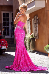 **Portia and Scarlett's Strapless Embellished Long Gown: Embody Elegance for Unforgettable Occasions**