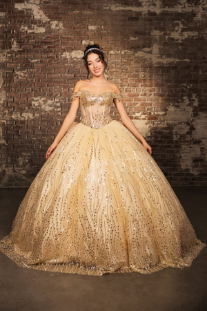 Quince Dress Sweetheart Sleeveless Sequin Ball Dance By Layla K Lk264 - CHAMPAGNE / 4 - Dress