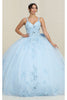 Quinceanera Dress Ball Gown in Mesh Glitter Bow Train by Layla K LK174 - BABY BLUE / 4 - Dress