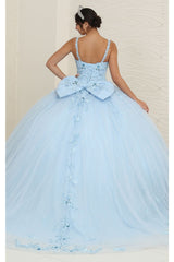 Quinceanera Dress Ball Gown in Mesh Glitter Bow Train by Layla K LK174 - Dress