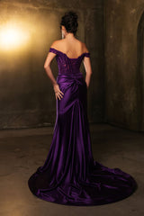 Red Carpet Dress Off Shoulder Sequin Formal Gown By May Queen MQ2146 - Dress