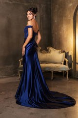 Red Carpet Dress Off Shoulder Sequin Formal Gown By May Queen MQ2146 - Dress