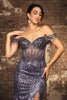 Red Carpet Dress Off-Shoulder Sequin High Split By May Queen MQ2132 - Dress