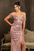 Red Carpet Dress Off-Shoulder Sequin High Split By May Queen MQ2132 - Dress
