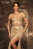 Red Carpet Dress Off-Shoulder Sequin High Split By May Queen MQ2132 - Dress