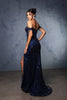 Red Carpet Dress Off-Shoulder Sequin High Split By May Queen MQ2132 - Dress