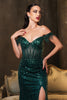 Red Carpet Dress Off-Shoulder Sequin High Split By May Queen MQ2132 - Dress