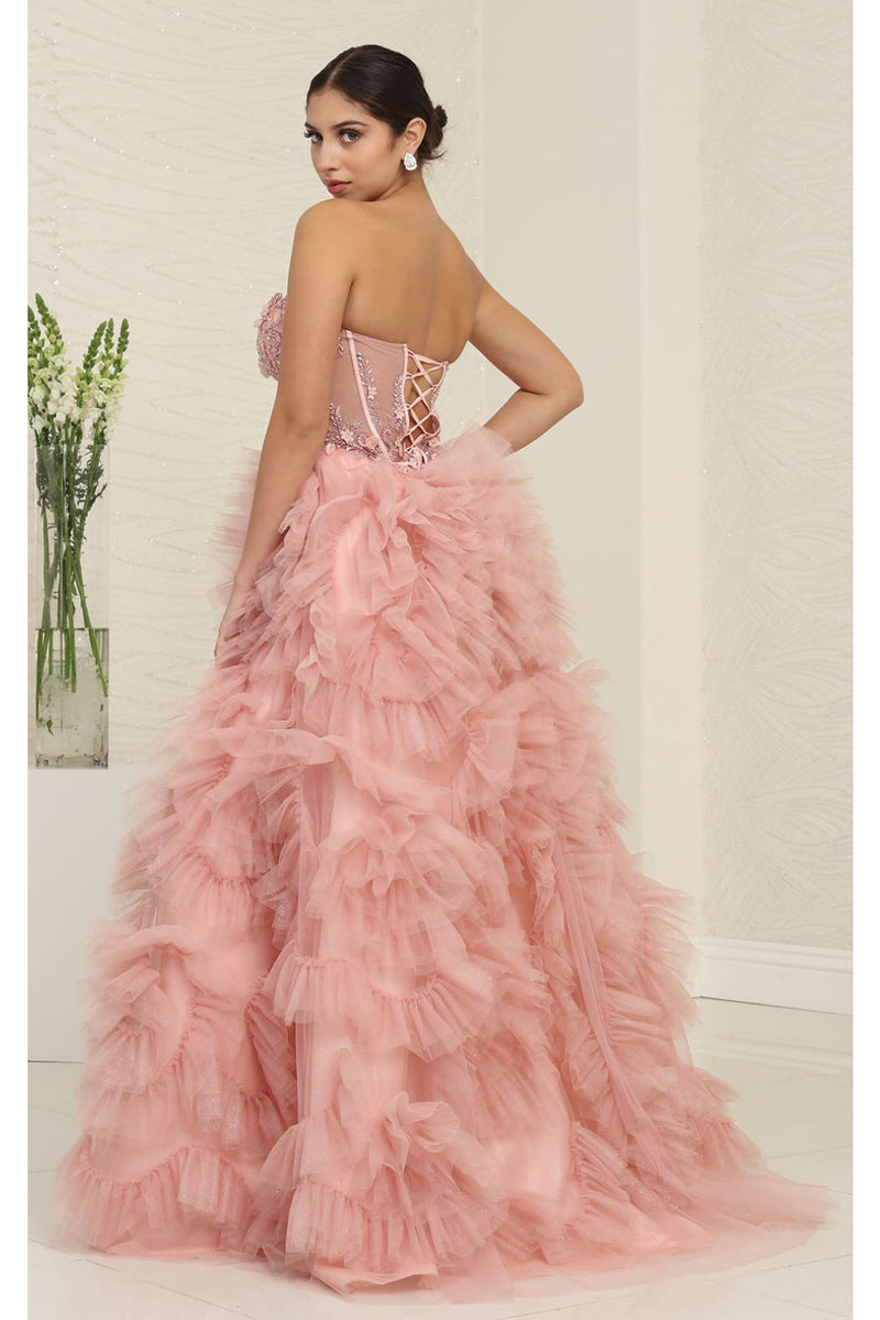 Red Carpet Dress Strapless A-Line High Slit Gown By Royal Queen RQ8129 - Dress