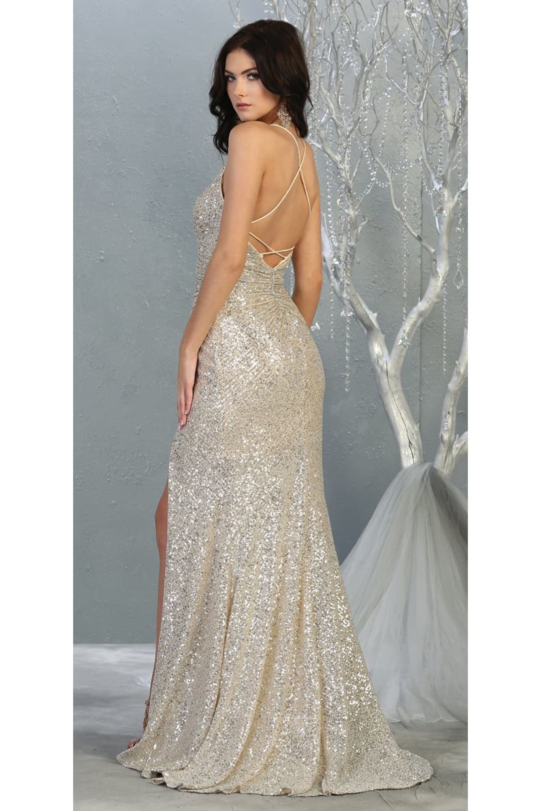 Sequined Prom Long Dress And Plus Size