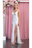 V-Neck Beaded Long Wedding Gown - Dress