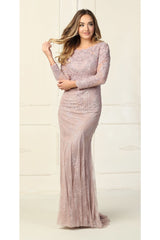 Lace Embroidered Evening Gown
