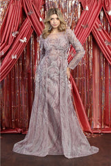 Royal Queen RQ7923 A-line Tulle Embroidered Evening Gown - MAUVE / 6 - Dress
