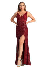 Royal Queen RQ7940 Dual Straps Sequined Prom Dress - Dress