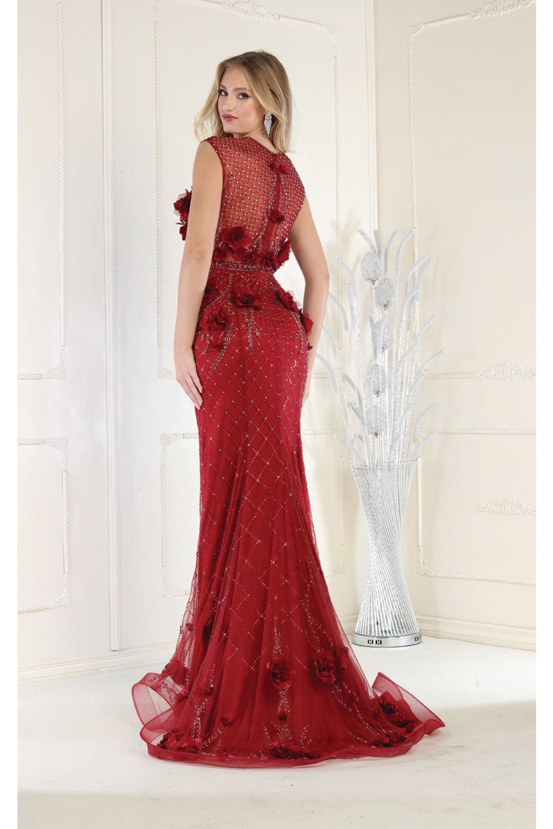 Royal Queen RQ7951 3D Floral Applique Evening Dress - Dress