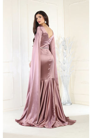 Royal Queen RQ7961 Mermaid Cape Sleeve Evening Gown