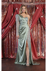 Royal Queen RQ7980 High Slit Embellished Evening Gown - SAGE / 4 - Dress