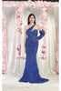 Royal Queen RQ7997 Arm Sleeve Prom Gown - ROYAL BLUE / 4 - Dress