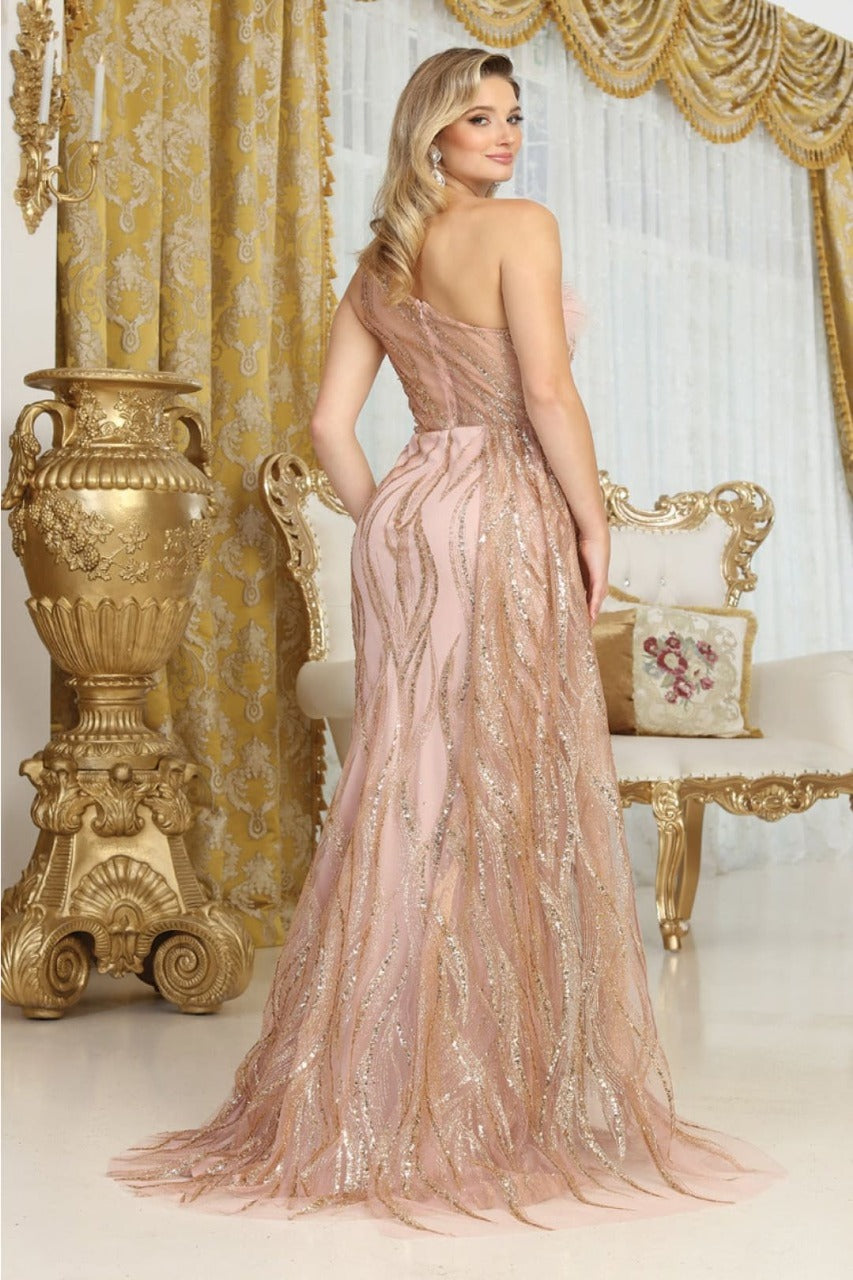 Royal Queen RQ8010 Asymmetrical High Slit Long Red Carpet Gown - Dress