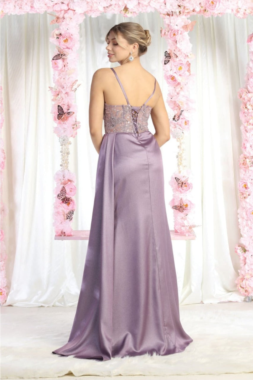 Royal Queen RQ8020 Sleeveless Sheer Side Sash Evening Gown - Dress