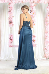 Royal Queen RQ8020 Sleeveless Sheer Side Sash Evening Gown - Dress