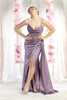 Royal Queen RQ8020 Sleeveless Sheer Side Sash Evening Gown - VICTORIAN LILAC / 4 - Dress