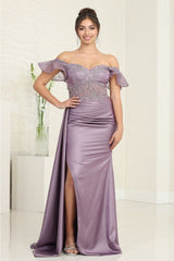 Royal Queen RQ8028 Sweetheart Side Sash Red-Carpet Formal Gown - VICTORIAN LILAC / 4 - Dress