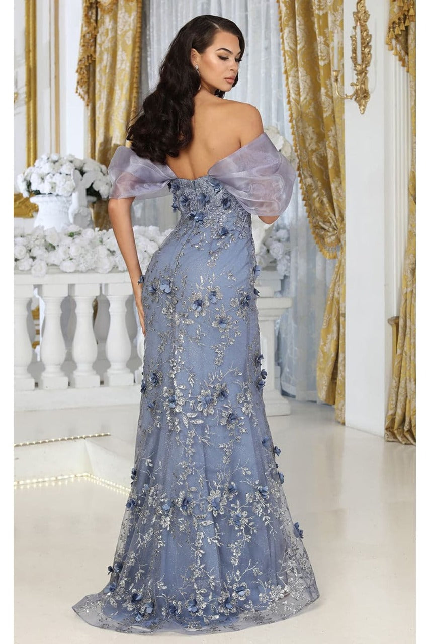 Royal Queen RQ8037 Off Shoulder 3D Floral Applique Red Carpet Dress - Dress