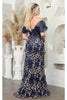 Royal Queen RQ8037 Off Shoulder 3D Floral Applique Red Carpet Dress - Dress