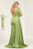 Royal Queen RQ8045 Plunging V-Neck High Slit Satin Long MOB Gown - Dress