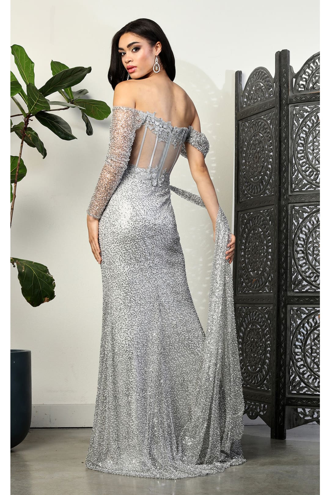 Royal Queen RQ8050 One Sleeve Corset Bone Special Occasion Gown - Dress