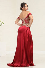 Royal Queen RQ8055 Off-Shoulder Cap Sleeve Beaded Pageant Gown - Dress