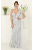 Royal Queen RQ8066 Plunging V-Neck Beaded Evening Sequin Dress - Dress