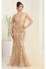 Royal Queen RQ8066 Plunging V-Neck Beaded Evening Sequin Dress - Dress