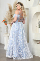 Royal Queen RQ8070 V-Neck Embroidered Mesh Red Carpet Gown - Dress