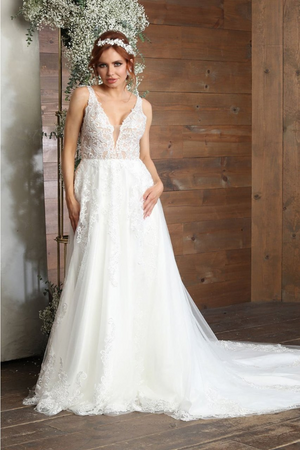 Royal Queen RQ8098 Lace Applique Ivory Wedding A-Line Dress - IVORY / 4 - Dress