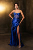 Royal Queen RQ8104 Draped Embellished High Slit Prom Evening Dress - ROYAL / 2 - Dress