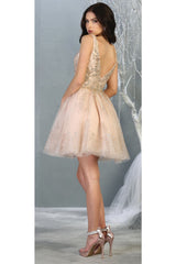 Semi Formal Sleeveless Metallic Dress