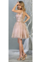 Semi Formal Sleeveless Metallic Dress