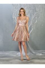 Short Prom Dress Homecoming Glitter A-line V-neck Style MQ1702 - Dress
