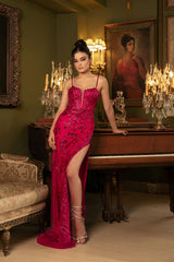 Special Occasion Dress High Slit Sequin Mermaid By May Queen MQ2118 - FUCHISA / 2 - Dress