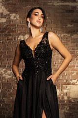 Special Occasion Dress High Split Plunging V-Neck By May Queen MQ2137 - Dress