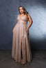 Special Occasion Dress High Split Plunging V-Neck By May Queen MQ2137 - ROSE GOLD / 8 - Dress