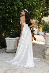 Wedding Dress Strapless High Split A-Line Gown By May Queen MQ2144 - Dress